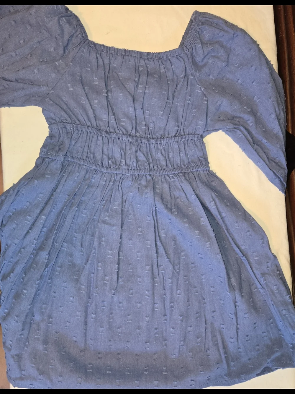 Wonder Nation Navy Blue Long Sleeve Textured Cotton Dress SZ 3T